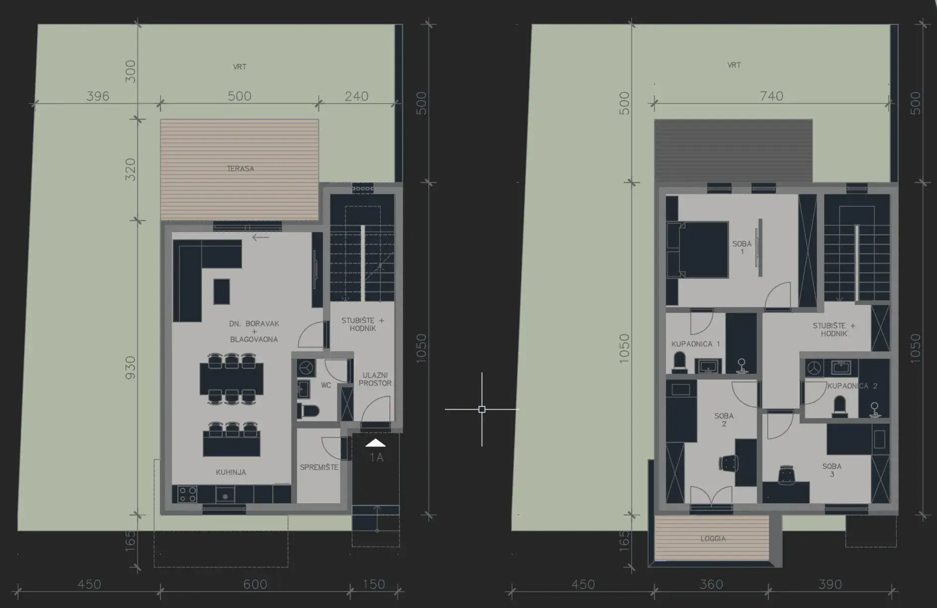 Tlocrt prizemlja i kata