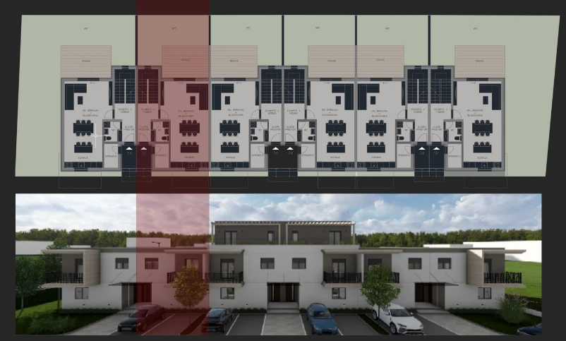 Tlocrt bloka + render