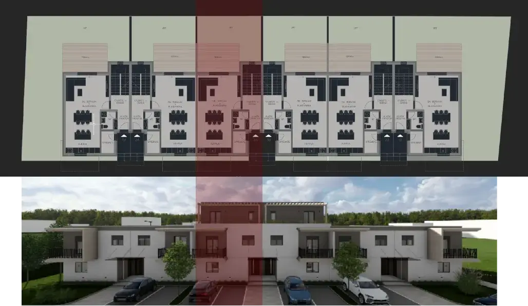 Tlocrt bloka + render