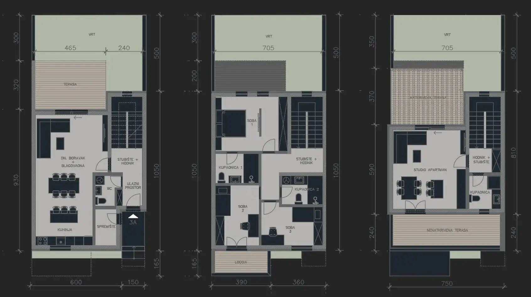 Tlocrt prizemlja i kata