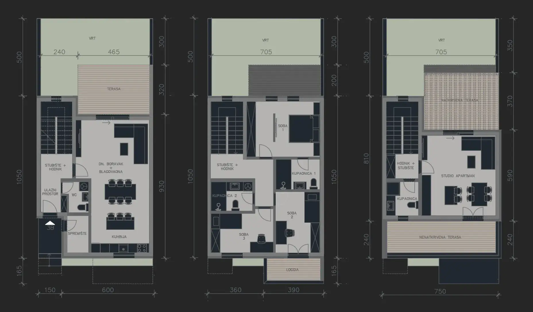 Tlocrt prizemlja i kata